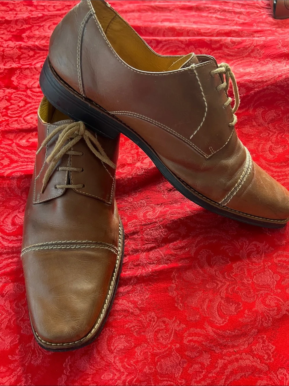 Sandro Moscoloni Brown Leather Cap Toe Oxford Dress Shoes Men's 14D